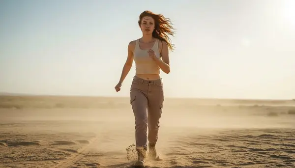 Edited Nano Banana output with the object removed from the girl's hand — she runs naturally with arms free